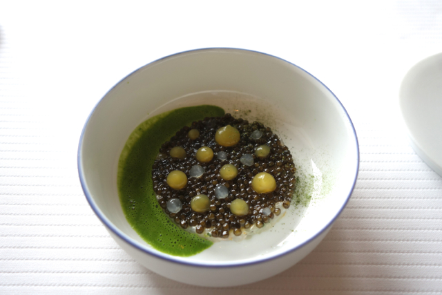  Caviar et langoustine zestes d’agrumes vivifiés Racine de gentiane et persil 